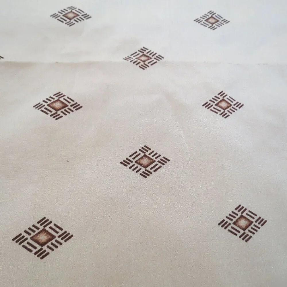 VINTAGE Tan & Brown Art Deco Long Rayon Scarf